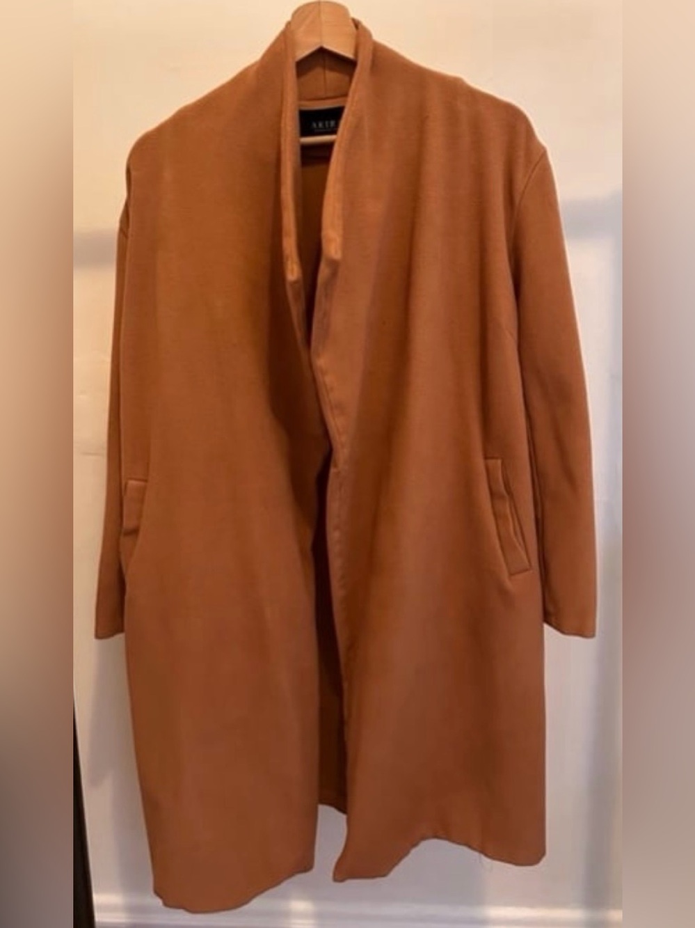 AKIRA Camel Brown Open Front Trench Coat
